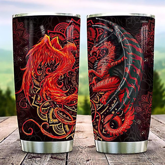 Phoenix Vs Dragon Stainless Steel Tumbler, Dragon Lovers Tumbler Stainless Steel Tumbler 20Oz - Thegiftio UK