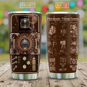 Photography Vintage Camera Stainless Steel Tumbler, Photographer Stainless Steel Tumbler 20Oz - Thegiftio