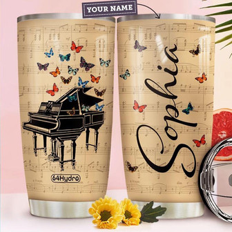 Piano Butterfly Personalized Stainless Steel Tumbler 20Oz - Thegiftio UK