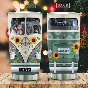 Pitbull Hippie Van Personalized Stainless Steel Tumbler 20Oz - Thegiftio