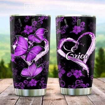 Purple Butterfly Personalized Stainless Steel Tumbler 20Oz - Thegiftio UK
