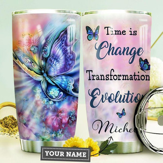 Rainbow Butterfly Personalized Stainless Steel Tumbler 20Oz - Thegiftio UK