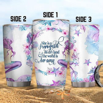 She Is A Mermaid On Dry Land -Mermaid Motivation Stainless Steel Tumbler 20Oz - Thegiftio
