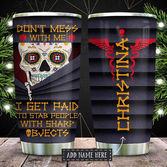 Skull Nurse Personalized Stainless Steel Tumbler 20Oz - Thegiftio