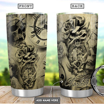 Skull Rose Personalized Stainless Steel Tumbler 20Oz - Thegiftio UK