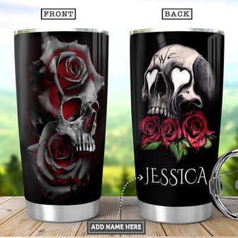 Skull Rose Personalized Stainless Steel Tumbler 20Oz - Thegiftio UK
