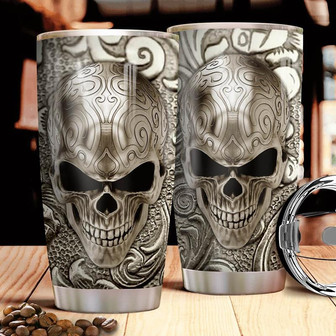 Skull Steel Stainless Steel Tumbler 20Oz - Thegiftio