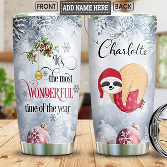 Sloth Christmas Personalized Stainless Steel Tumbler 20Oz - Thegiftio UK