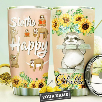 Sloth Personalized Stainless Steel Tumbler 20Oz - Thegiftio UK
