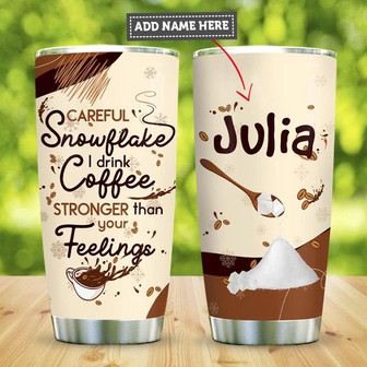 Snowflakes Coffee Personalized Stainless Steel Tumbler 20Oz - Thegiftio UK
