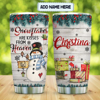 Snowflakes Are Kisses Personalized Stainless Steel Tumbler 20Oz - Thegiftio UK