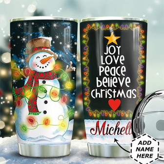 Snowman Christmas Personalized Stainless Steel Tumbler 20Oz - Thegiftio