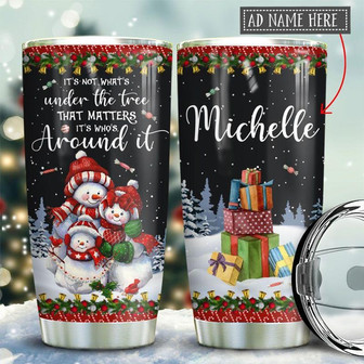 Snowman Family Personalized Stainless Steel Tumbler 20Oz - Thegiftio