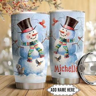 Snowman Personalized Stainless Steel Tumbler 20Oz - Thegiftio