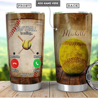 Softball Calling Personalized Stainless Steel Tumbler 20Oz - Thegiftio UK