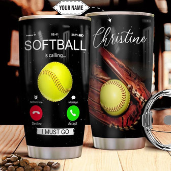 Softball Calling Personalized Stainless Steel Tumbler 20Oz - Thegiftio UK