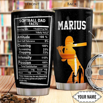 Softball Dad Facts Personalized Stainless Steel Tumbler 20Oz - Thegiftio UK