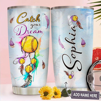 Softball Dreamcatcher Personalized Stainless Steel Tumbler 20Oz - Thegiftio UK