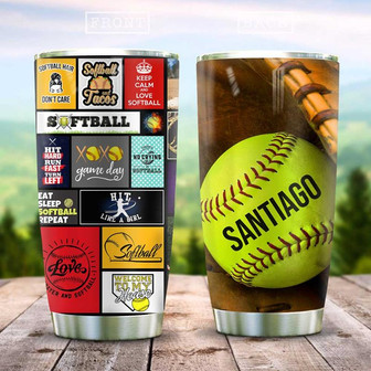 Softball Hit Like A Girl Personalized Stainless Steel Tumbler 20Oz - Thegiftio UK