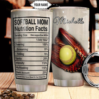 Softball Mom Facts Personalized Stainless Steel Tumbler 20Oz - Thegiftio UK