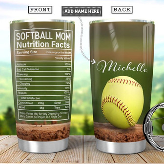 Softball Mom Facts Personalized Stainless Steel Tumbler 20Oz - Thegiftio UK