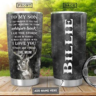 To Son Deer Personalized Stainless Steel Tumbler 20Oz - Thegiftio UK