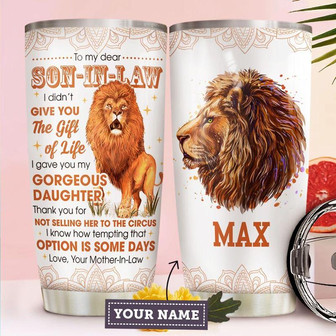 To My Son In Law Personalized Stainless Steel Tumbler 20Oz - Thegiftio