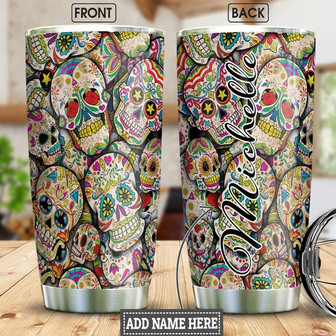 Sugar Skull Personalized Stainless Steel Tumbler 20Oz - Thegiftio
