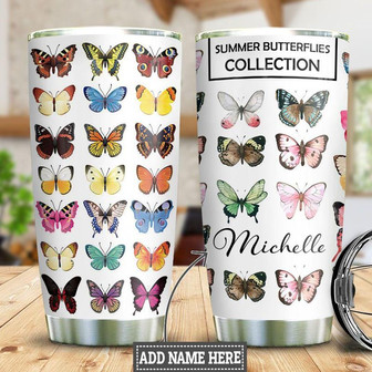 Summer Butterflies Personalized Stainless Steel Tumbler 20Oz - Thegiftio UK