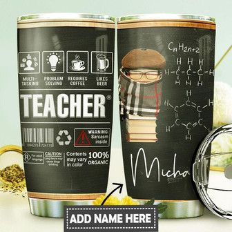 Teacher Label Personalized Stainless Steel Tumbler 20Oz - Thegiftio UK