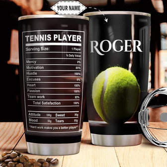 Tennis Facts Personalized Stainless Steel Tumbler 20Oz - Thegiftio