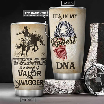 Texas Cowboy Personalized Stainless Steel Tumbler 20Oz - Thegiftio
