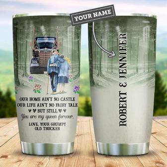 Trucker Couple Fairy Tale Personalized Stainless Steel Tumbler 20Oz - Thegiftio UK