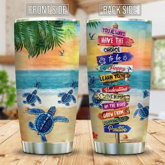 Turtle In The Beach Advices Stainless Steel Tumbler, Sea Turtle Lovers Stainless Steel Tumbler 20Oz - Thegiftio UK