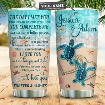 Turtle Couple The Day I Met You Personalized Stainless Steel Tumbler 20Oz - Thegiftio UK