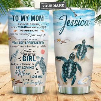 Turtle Daughter To Mom Personalized Stainless Steel Tumbler 20Oz - Thegiftio UK