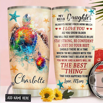 Turtle To My Daughter Personalized Stainless Steel Tumbler 20Oz - Thegiftio UK
