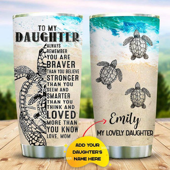 Turtle Lovely Daughter Personalized Stainless Steel Tumbler 20Oz - Thegiftio UK