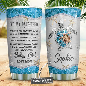 Turtle Mom To Daughter Metal Style Personalized Stainless Steel Tumbler 20Oz - Thegiftio UK