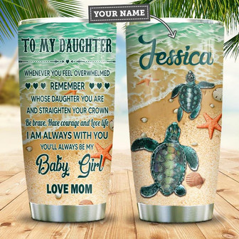 Turtle Mom To Daughter Personalized Stainless Steel Tumbler 20Oz - Thegiftio UK