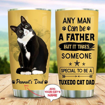 Tuxedo Cat Dad Personalized Stainless Steel Tumbler 20Oz - Thegiftio