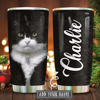 Tuxedo Cat Face Butt Personalized Stainless Steel Tumbler 20Oz - Thegiftio