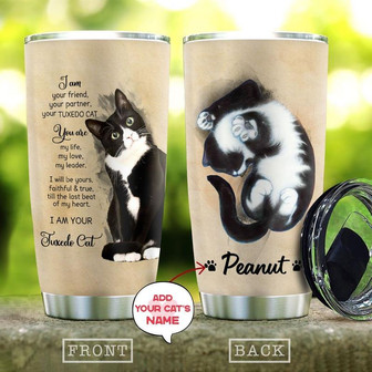 Tuxedo Cat Love Personalized Stainless Steel Tumbler 20Oz - Thegiftio