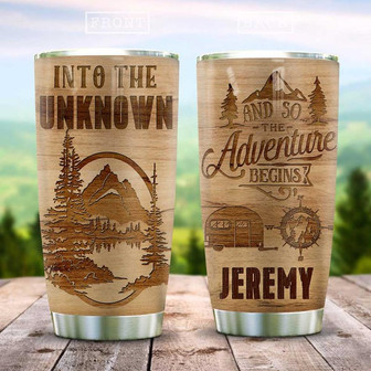 Into The Unknown Camping Personalized Stainless Steel Tumbler 20Oz - Thegiftio