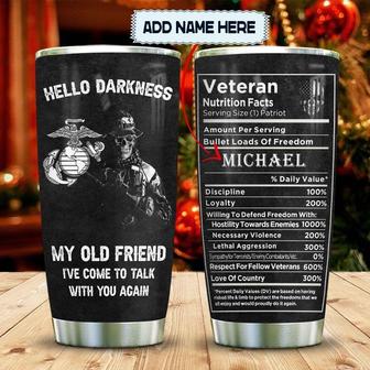 Veteran Nutrition Facts Personalized Stainless Steel Tumbler 20Oz - Thegiftio UK