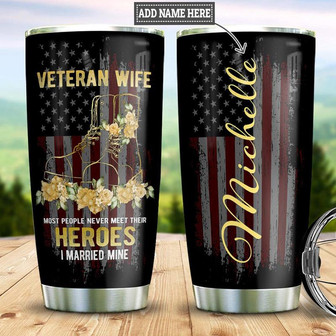 Veteran Wife Personalized Stainless Steel Tumbler 20Oz - Thegiftio