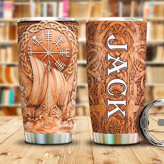 Viking Drakkar Boat Personalized Stainless Steel Tumbler 20Oz - Thegiftio UK
