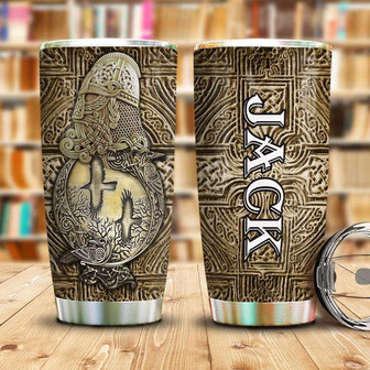 Viking Raven Bronze Style Personalized Stainless Steel Tumbler 20Oz - Thegiftio UK