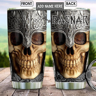 Viking Skull Metal Style 1 Personalized Stainless Steel Tumbler 20Oz - Thegiftio
