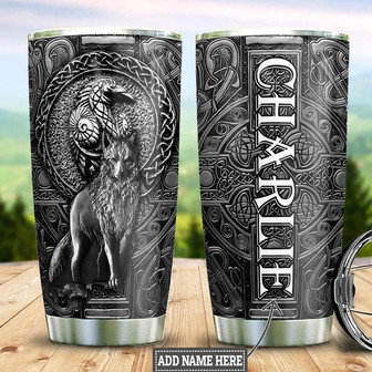 Viking Wolf Raven Metal Style Personalized Stainless Steel Tumbler 20Oz - Thegiftio UK